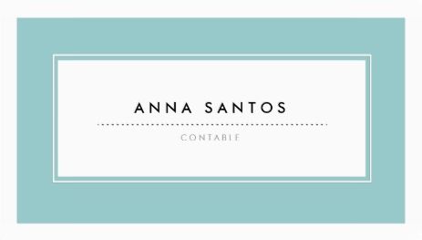 Simple Aqua Blue Border on White Template Business Cards