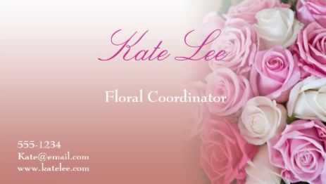 Romantic Pink Roses Bouquet Floral Coordinator Business Cards