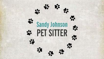 Pet Paw Wreath Cute Grunge Pet Sitting Services Business Cards