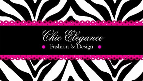 Chic Zebra Print Elegant Hot Pink Lace Fashion and Design Business Cards