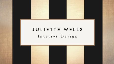 Elegant Gold and Black Vertical Striped Interior Designer Business Cards