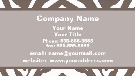 Modern Taupe Brown and White Zebra Print Appointment Reminder Business Cards
