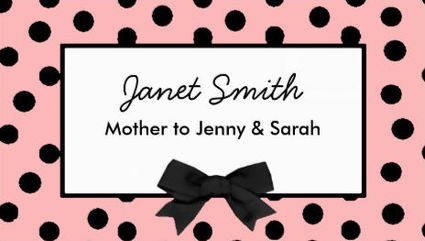 Fashionable Pink and Black With Girly Bow Mommy Card Business Cards