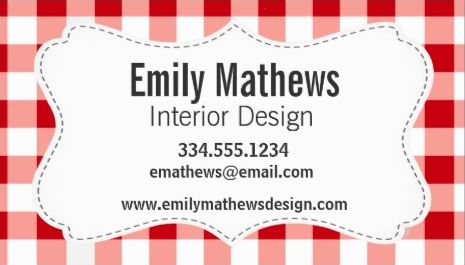 Cute Country Style Red and White Gingham Business Cards