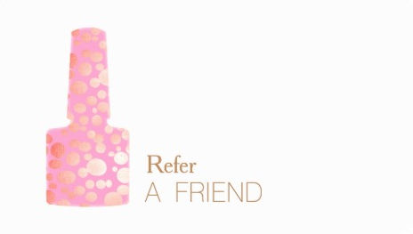 Pink and Gold Polish Bottle Manicurist Nail Salon Refer A Friend Business Cards