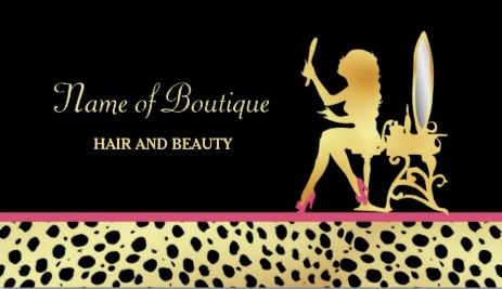 Pink Gold Cheetah Print Hair and Beauty Boutique Business Cards