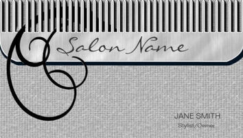 Stylish Comb and Curls Silver Beauty and Hair Salon Business Cards