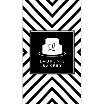 Cake Monogram Logo with Mod Stripe Pattern Bakery Business Cards 