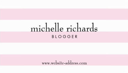 Stylish Pink and White Simply Striped Blogger Business Cards