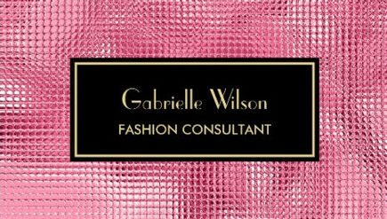 Glitzy Black and Pink Faux Sequin Fashion Consultant Business Cards