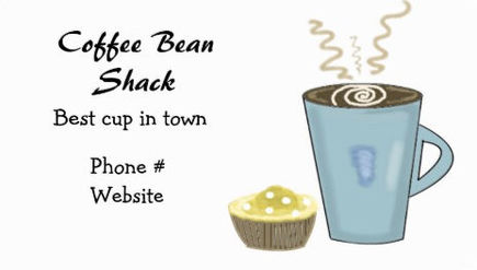 Cute Blue Coffee Mug and Muffin Illustration Coffee Shop Business Cards