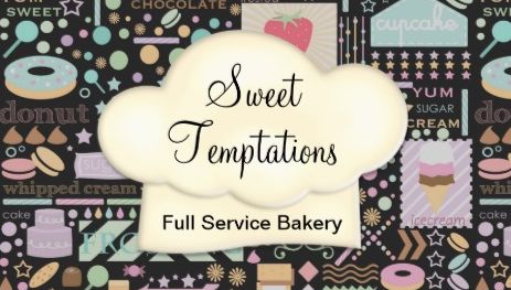 Sweet Temptations Retro Collage Bakery Boutique Business Cards