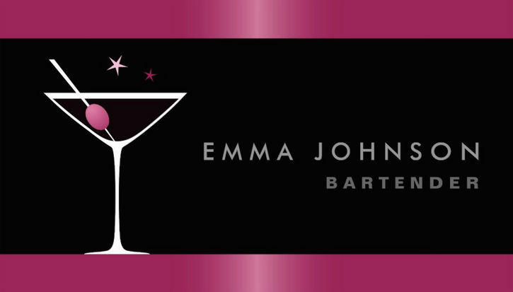 Modern Elegance Pink Olive Martini Bartender Business Cards
