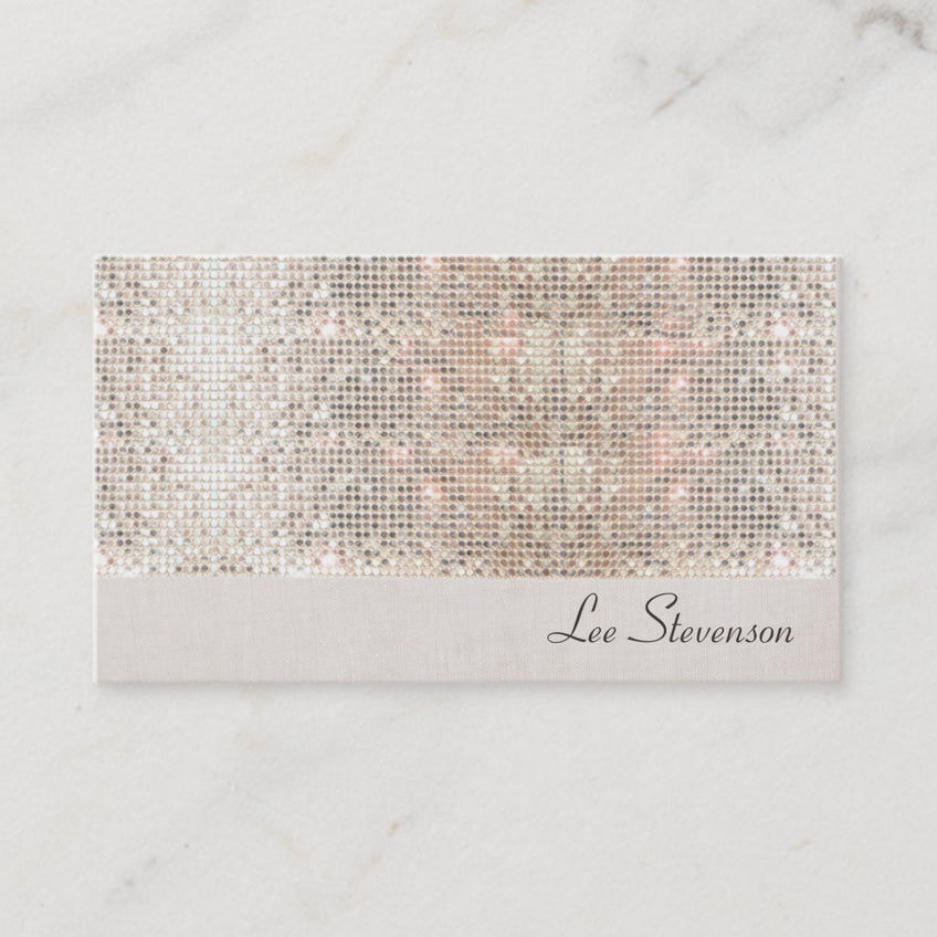 Glamorous and Glitzy Trendy Faux Sparkly Sequins Business Cards