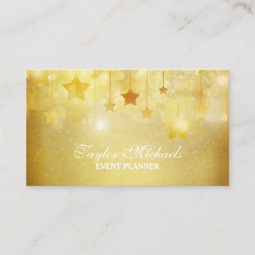 Gorgeous Hanging Gold Stars Soft Glitter Bokeh Light Business Cards