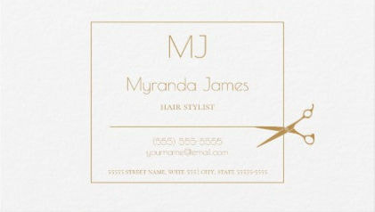 Simple Monogram Hair Stylist Modern Gold Scissors Business Cards