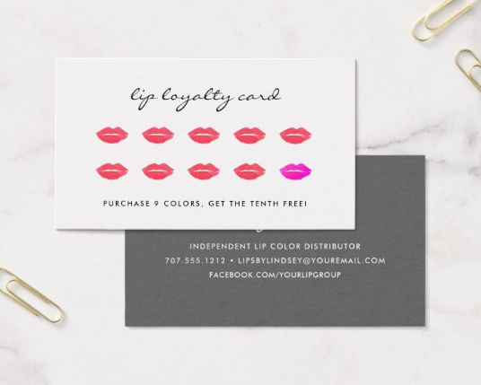 Sealed With a Kiss Beauty Loyalty Business Card