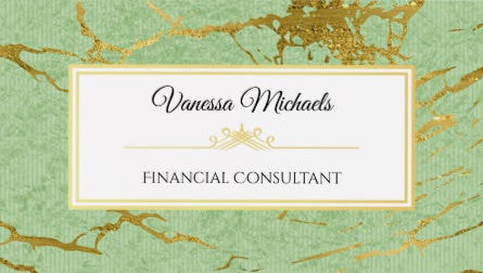 Elegant Soft Green and Faux Gold Marble Accountant Business Cards