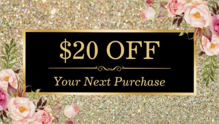 Discount Coupon Beauty Salon Floral Gold Glitter Business Cards