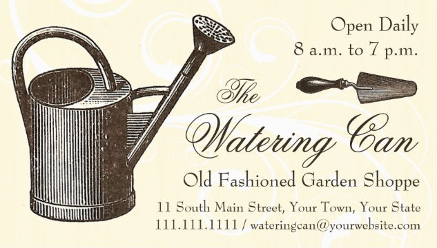 Vintage Watering Can Old Fashioned Garden Shop Business Cards
