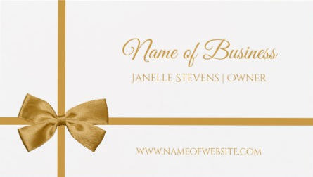 Elegant White and Gold Ribbon Gift Wrapped Bow Business Cards