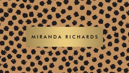Luxe Cheetah Animal Print Confetti Dots with Gold Bar Business Cards