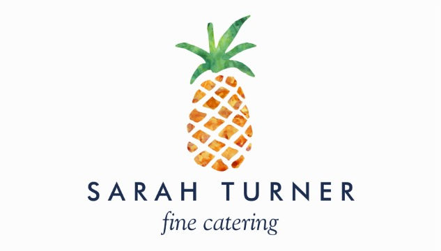 Simple Watercolor Pineapple Logo Fine Catering Business Cards