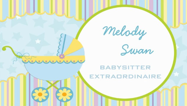 Cute Blue and Yellow Baby Stroller Babysitter Business Cards