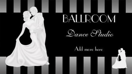 Elegant Black and White Striped Ballroom Dance Studio  Business Cards