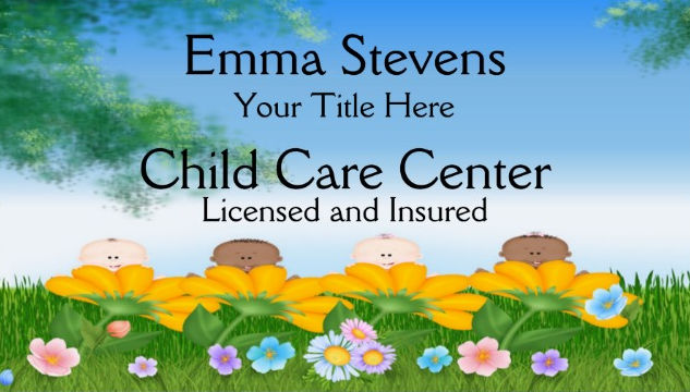Adorable Flower Babies Licensed Child Care Center Business Cards