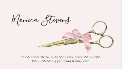 Luxury Hair Salon Gold Glitter Romantic Pink Bokeh Business Cards
