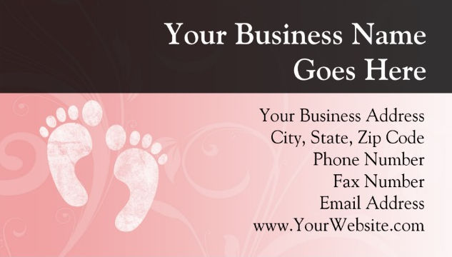 Modern Pink Baby Footprints Maternity and Birth Themed Business Cards