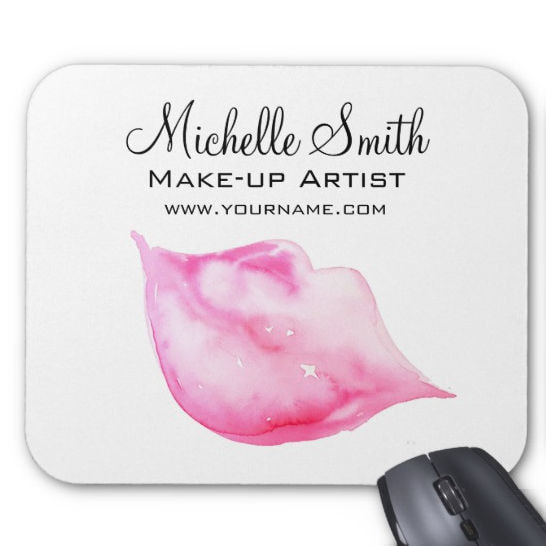 Chic Makeup Artist Watercolor Pink Lips Salon Branding Mouse Pad