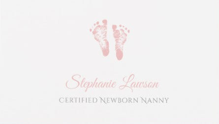 Cute Pink Baby Footprints Certified Newborn Nanny Childcare Business Cards
