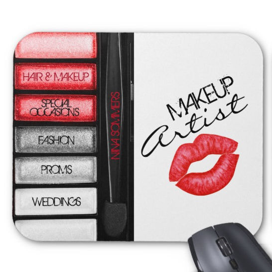 Trendy Red Lips Kiss Print Modern Shadow Palette Makeup Artist Mouse Pad