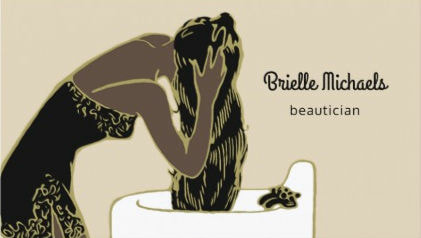 Retro Beautician Woman Shampoo Long Black Hair Business Cards