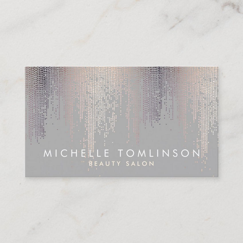 Luxe Shimmer Look Confetti Rain Pattern on Steel Gray Business Cards