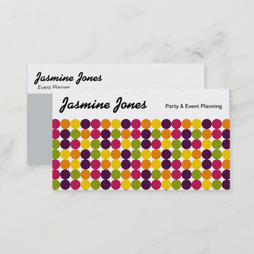 Retro Mod Color Spots Party and Event Planning Standard Business Cards